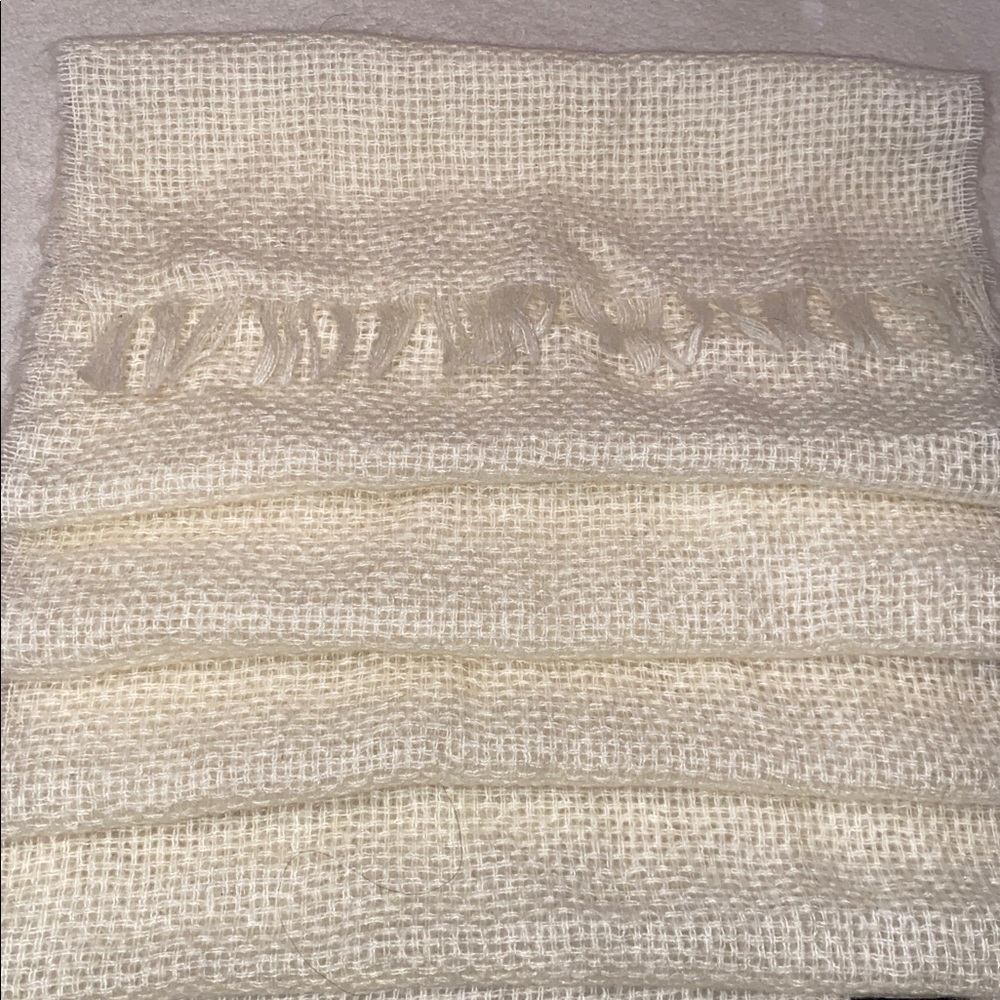 J Crew long scarf ivory basket weave wool mohair acrylic blend 13 x 76 - Picture 7 of 9